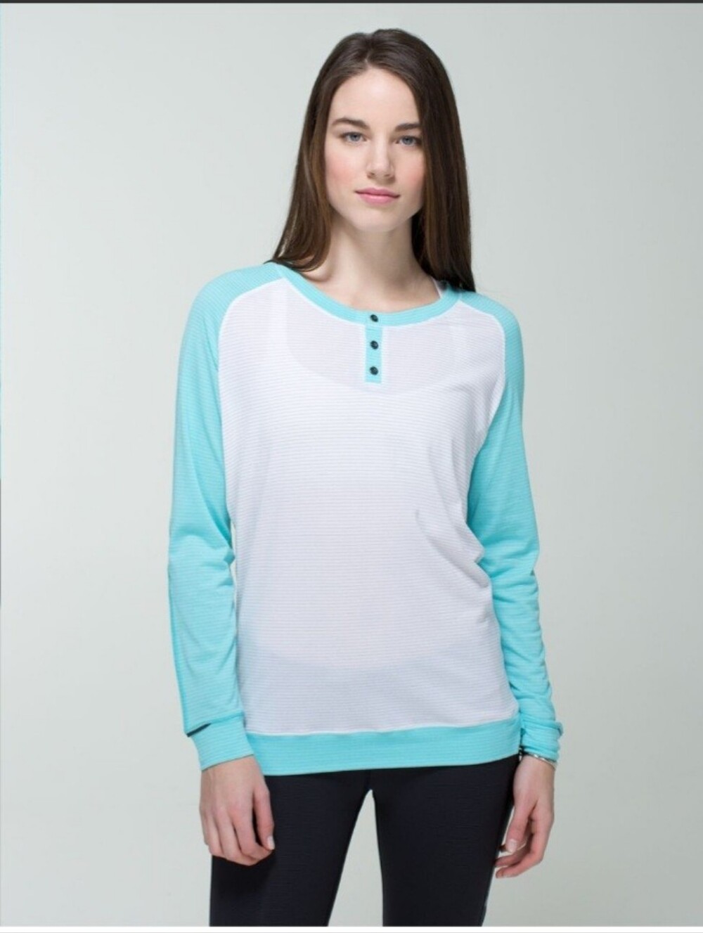 Lululemon Runamuck Long Sleeve White / Heathered Angel Blue